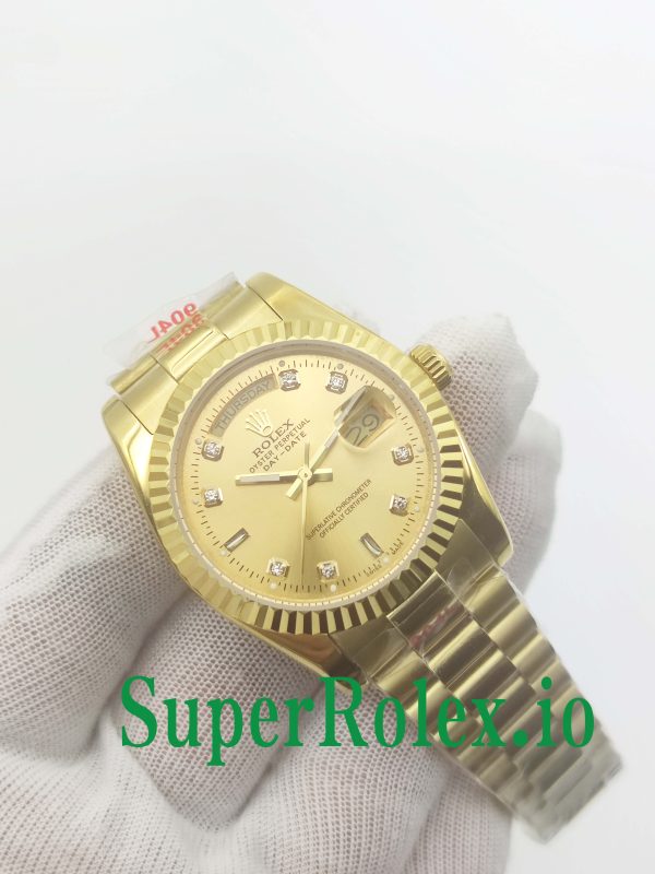 Rolex Day-Date 36MM Yellow Gold Silver Diamond Dial Ref.118238 - Image 2