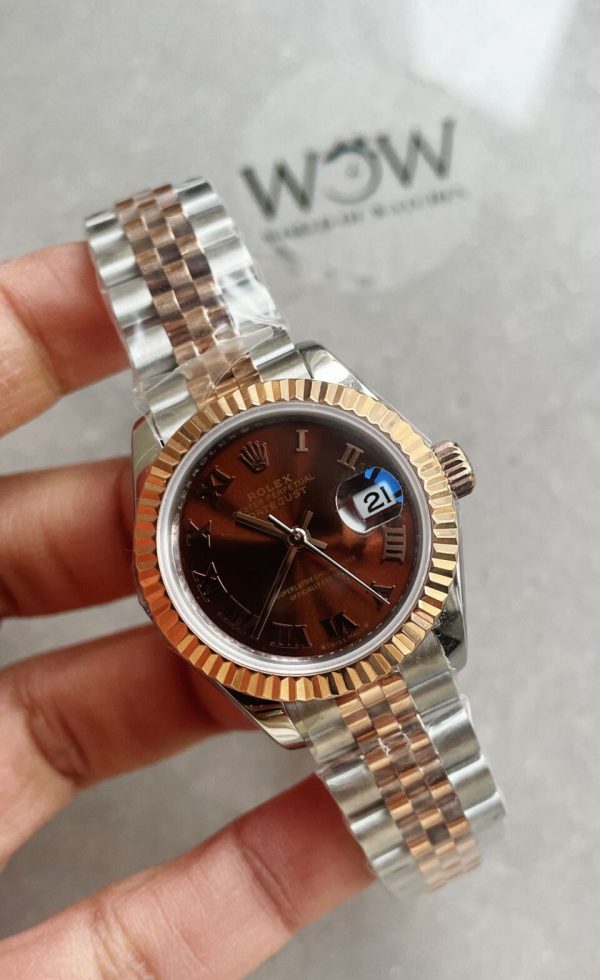KZF Factory 1:1 Rolex Datejust 28mm 904L RG/SS Brown Dial A2671 - Image 3
