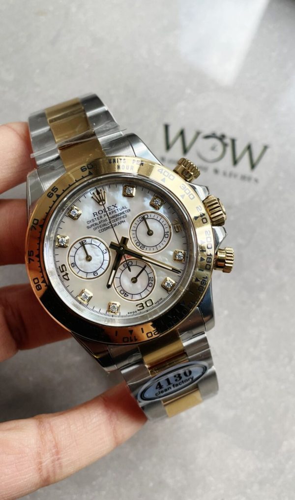Clean Factory 1:1 Rolex Daytona 116503 Two Tone Yellow Gold Real MOP Diamond Dial SA4130 - Image 4