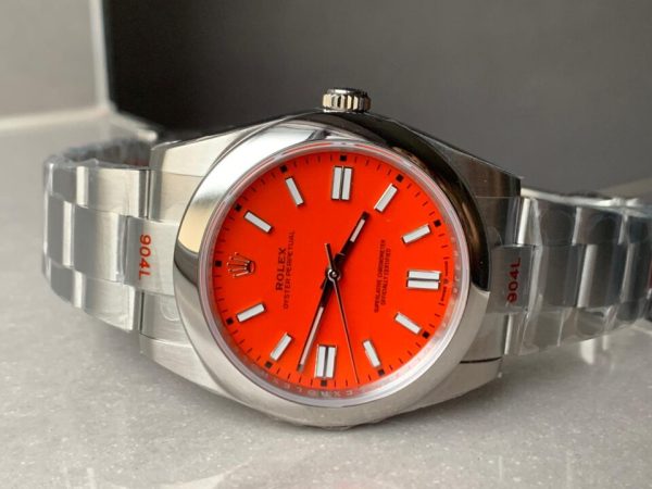 EW FACTORY 1:1 Rolex OYSTER PERPETUAL CORAL RED DIAL 41MM Asian A3230 - Image 5
