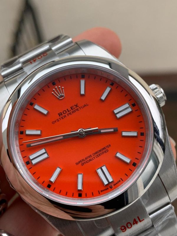 EW FACTORY 1:1 Rolex OYSTER PERPETUAL CORAL RED DIAL 41MM Asian A3230 - Image 2
