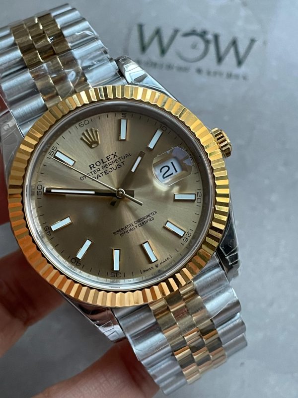 VSF Factory 1:1 Rolex Datejust 41mm 126333 904L YG/SS Fluted Bezel Gold Dial on VS3235 - Image 5