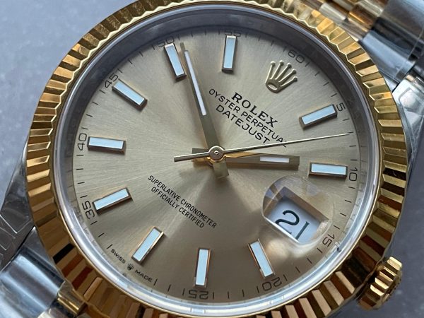 VSF Factory 1:1 Rolex Datejust 41mm 126333 904L YG/SS Fluted Bezel Gold Dial on VS3235 - Image 3