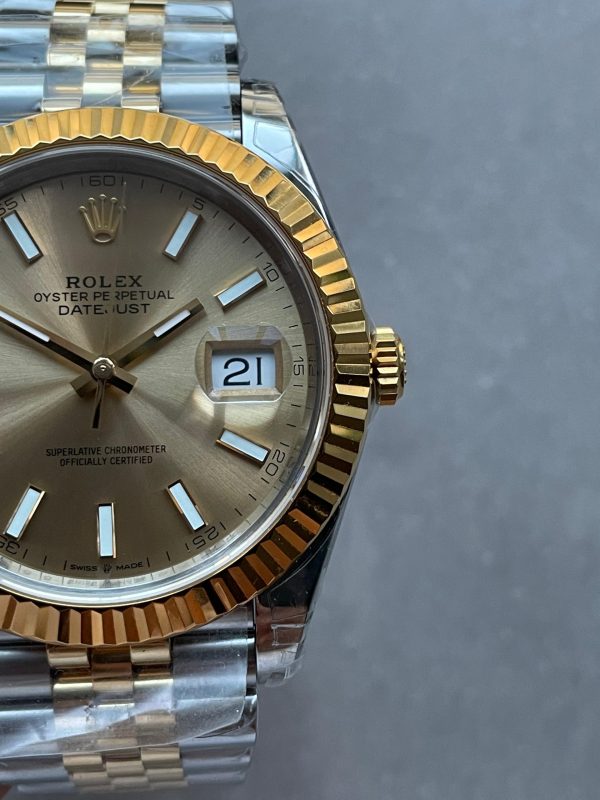 VSF Factory 1:1 Rolex Datejust 41mm 126333 904L YG/SS Fluted Bezel Gold Dial on VS3235 - Image 8