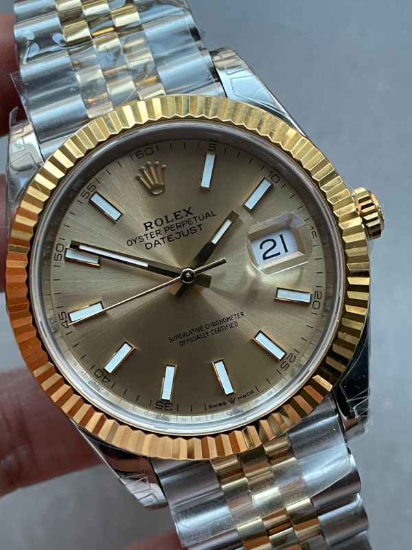 VSF Factory 1:1 Rolex Datejust 41mm 126333 904L YG/SS Fluted Bezel Gold Dial on VS3235 - Image 9