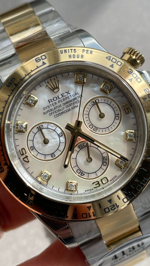 Clean Factory 1:1 Rolex Daytona 116503 Two Tone Yellow Gold Real MOP Diamond Dial SA4130 - Image 2