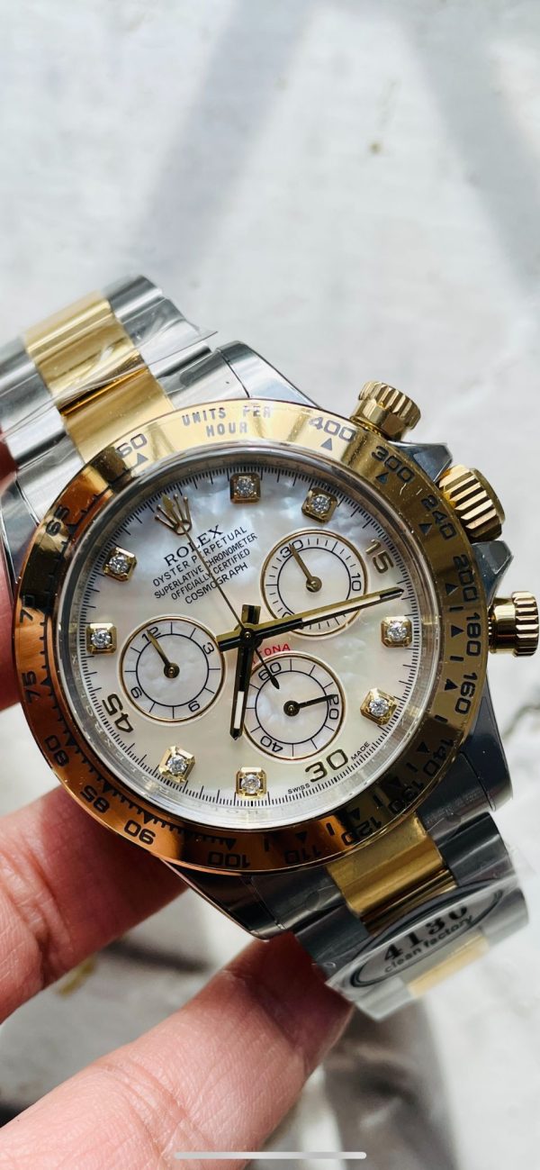 Clean Factory 1:1 Rolex Daytona 116503 Two Tone Yellow Gold Real MOP Diamond Dial SA4130 - Image 7