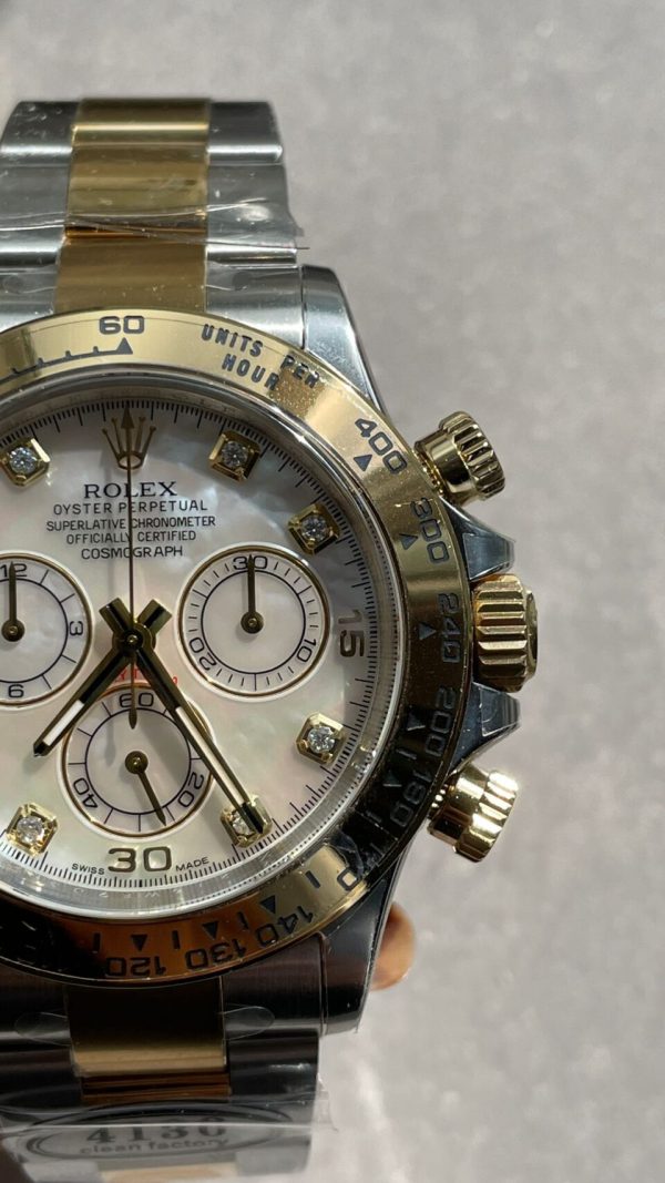 Clean Factory 1:1 Rolex Daytona 116503 Two Tone Yellow Gold Real MOP Diamond Dial SA4130 - Image 6